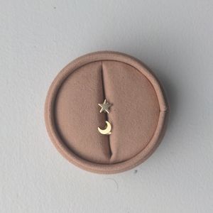 Gold star and moon stud earrings